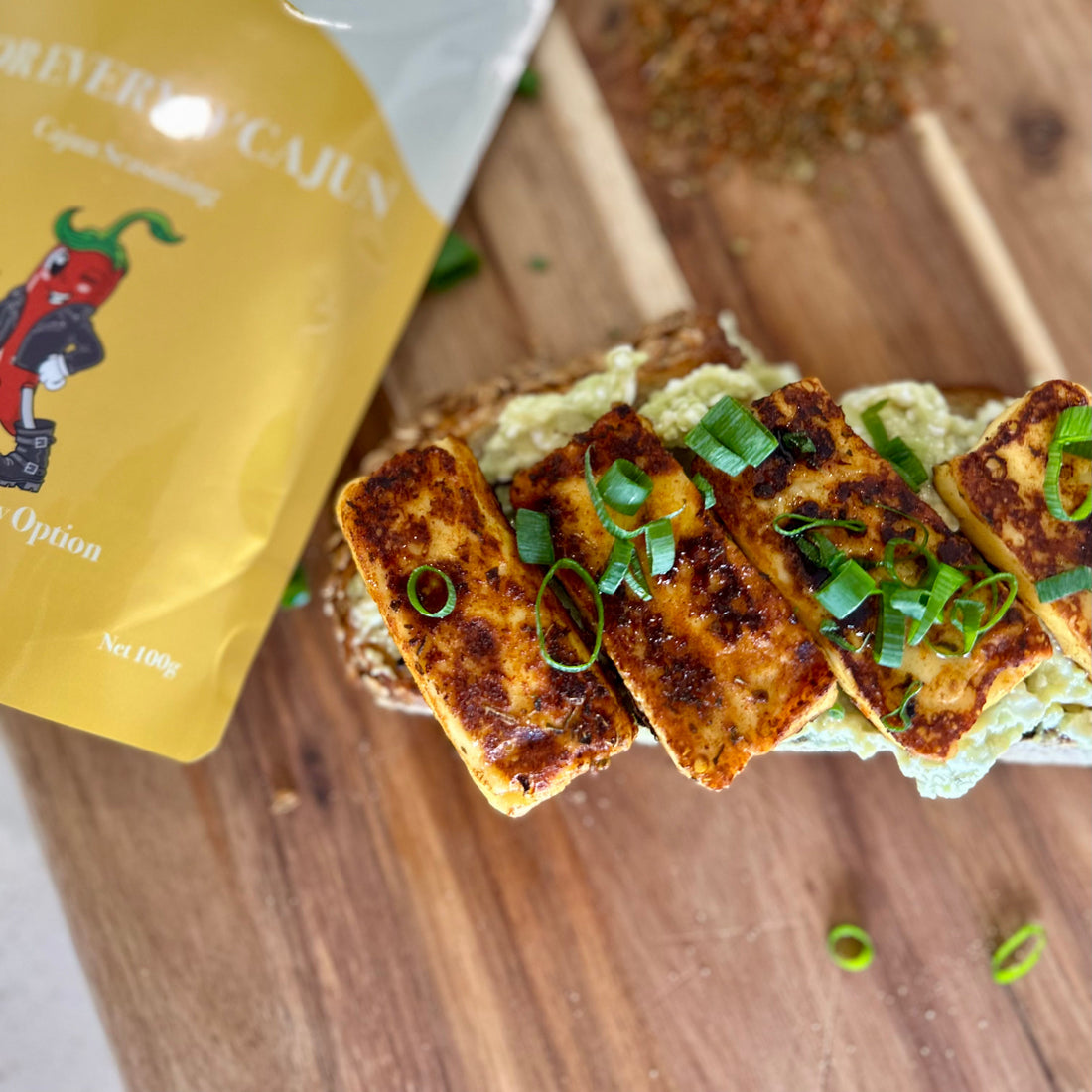 High Protein Low FODMAP Cajun Haloumi & Smashed Avocado Toast 