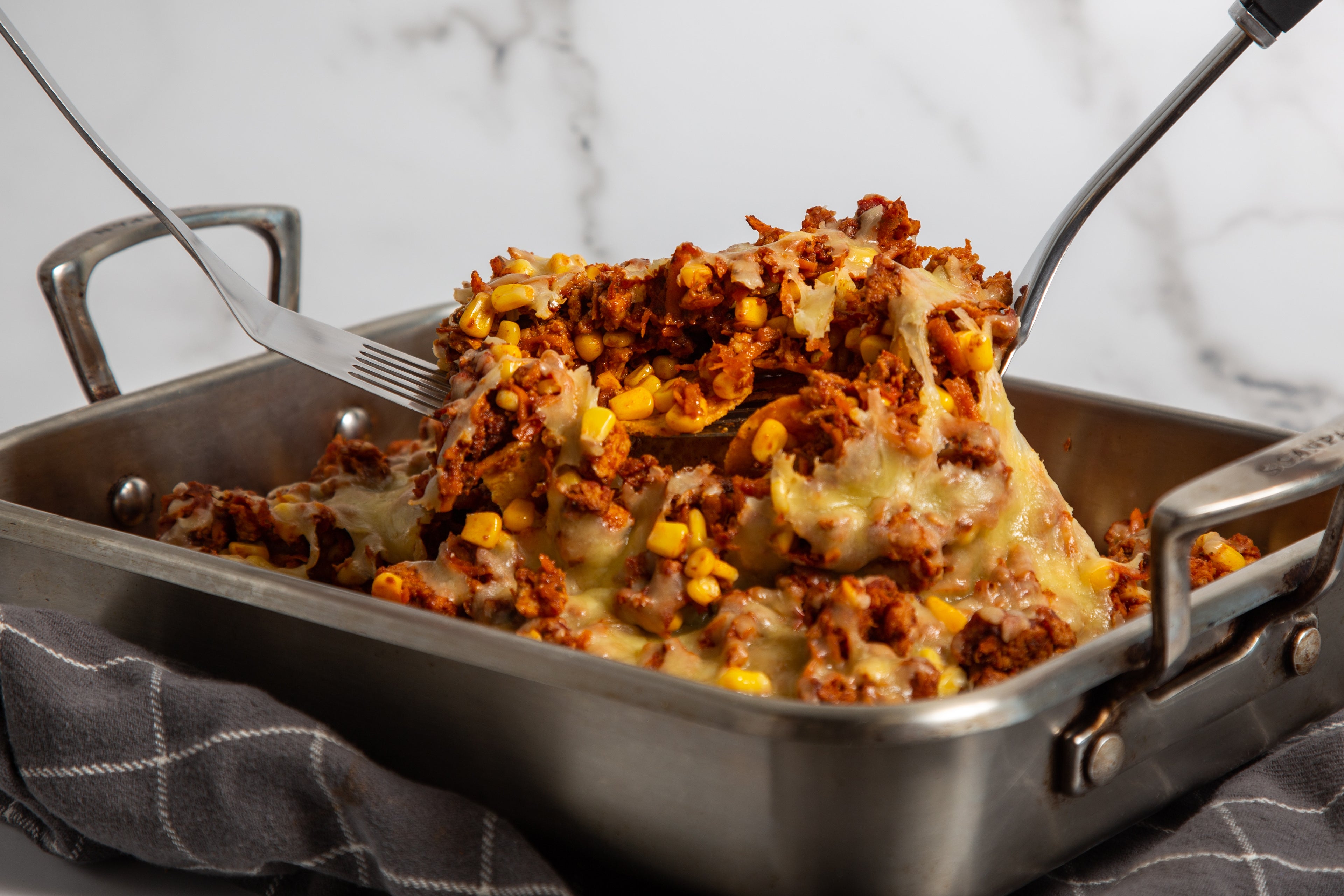 Low FODMAP Vegetarian Nachos in a tray
